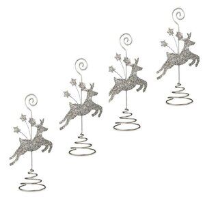 Silver Glitter Reindeer Placecard Holders